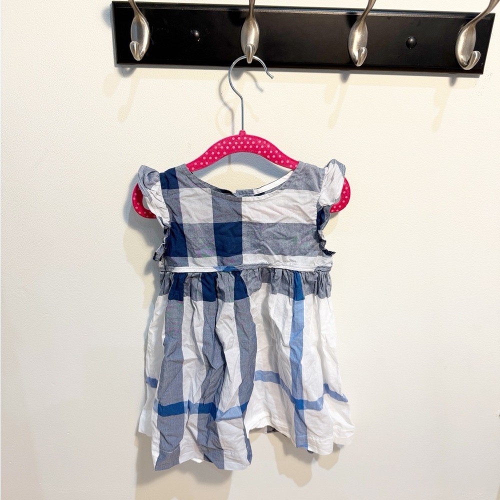 Burberry Navy and Cream Striped Baby Dress